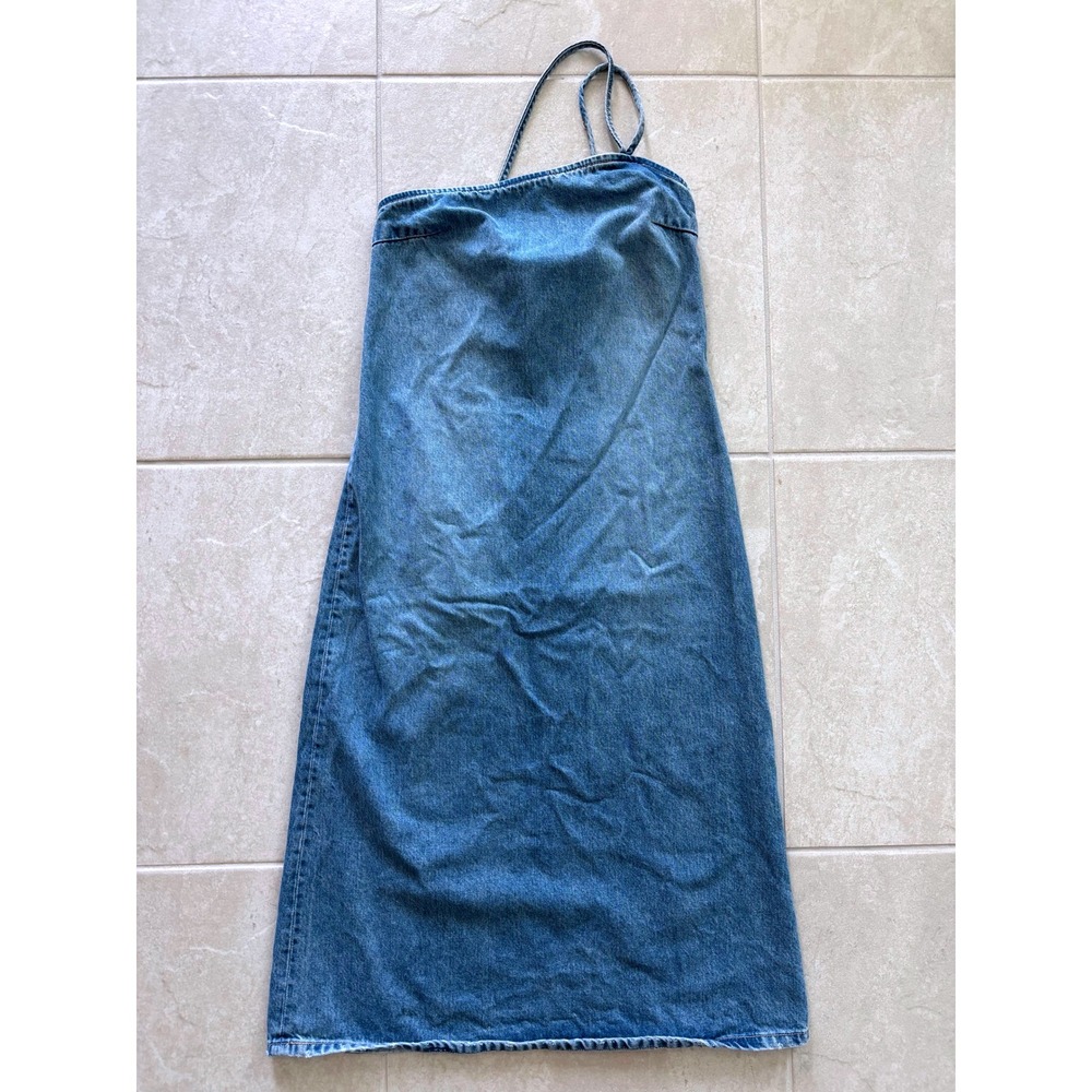 Zara Blue Denim Midi Slip Dress